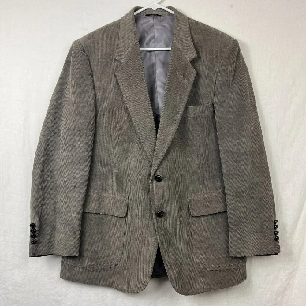 Vintage Wide Wale Corduroy Blazer Mens 44R Academia Teacher‎ Preppy Professor